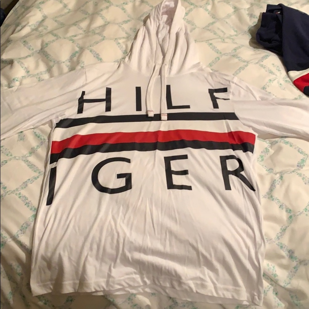 White Logo Tommy Hilfiger Hooded Sweatshirt